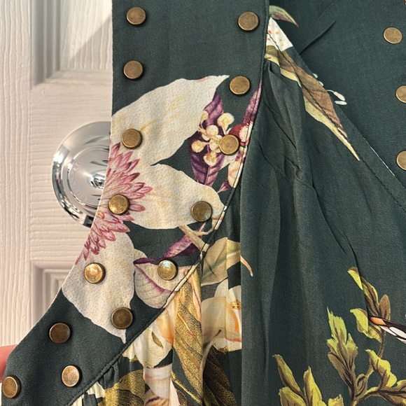 NWT Anthropologie Studded Harness Midi Dress in Green Floral, size XL - Picture 7 of 12